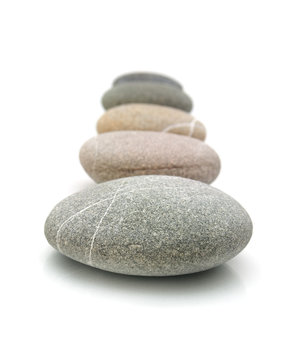 line of stones isolated on white background