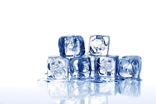 ice cubes over white background