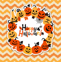 Halloween background of pumpkins.