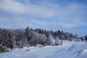 Winter scenery in the mountains with fresh powder snow