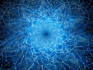 Blue glowing mandala in space