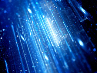 Fototapeta premium Glowing blue neon light lines in space
