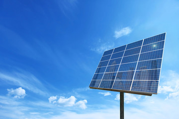 Obraz premium Solar cell power energy grid system in idea concept background