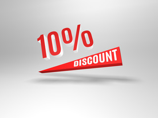 10 percent discount symbol.