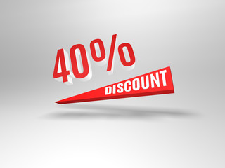 Forty percent discount symbol.