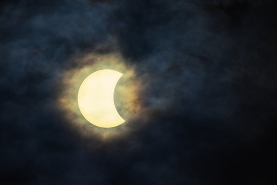 The solar eclipse. Russian nature