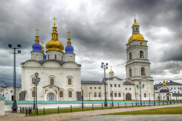 Fototapeta na wymiar Seating yard Tobolsk Kremlin and Sophia-Assumption Cathedral pan