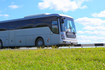 bus goes on the country highway © Yuri Bizgaimer