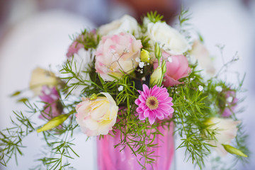 Various colorful summer flowers in bouquet