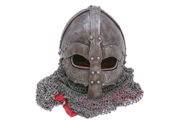Viking helmet on a white background
