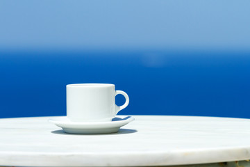 Morning coffee in Santorini