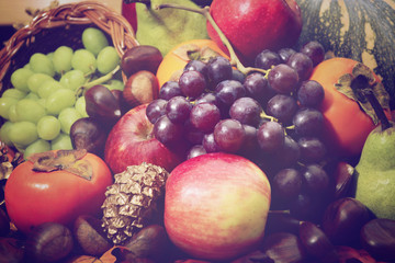 Nostalgic Autumn Harvest Fruit and Vegetables.