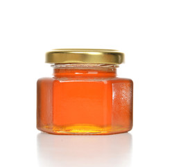 Tasty jar of jam or honey with blank text space