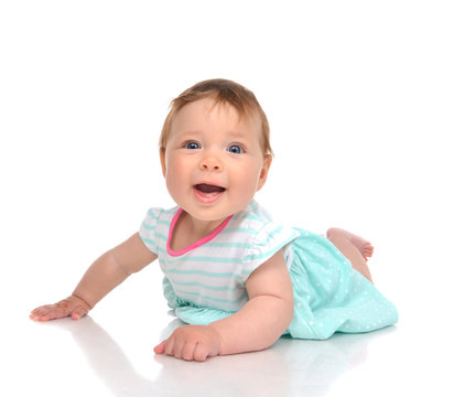 Infant child baby girl in body lying happy smiling laughing