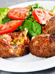 Meatballs with corn and cheese