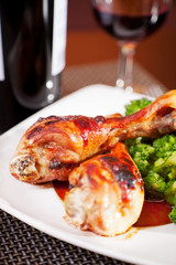 Chicken legs with broccoli