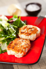Chicken meatballs with salad