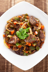 Duck hearts stew vegetables