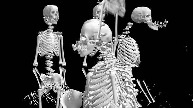 Seamless animation of skeletons with alpha. Render of a skeleton 3D model  by Momentum released by Blendswap distributed under CC-BY
