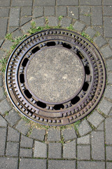 German gully cover as found in Germany to cover manholes made from cast iron