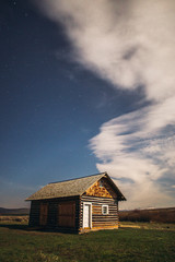 Wooden Barn in Wyoming Country at Night