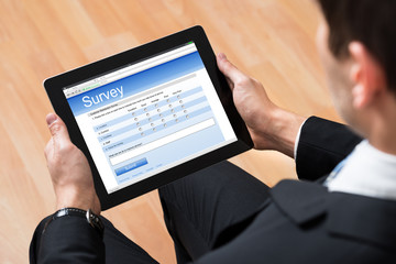 Businessman Looking At Online Survey Form