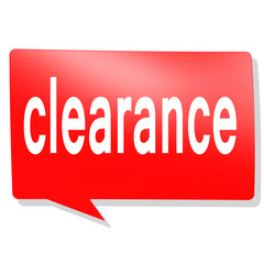 Clearance word on red speech bubble