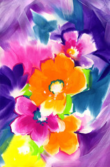 화려한 수채화 꽃 과 배경