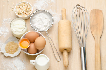 Fototapeta na wymiar Food ingredient and recipe for baking