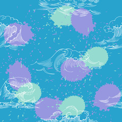 Seamless pattern with waves