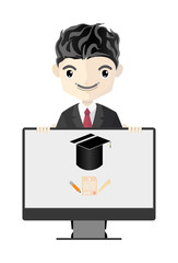 Business man character business and education