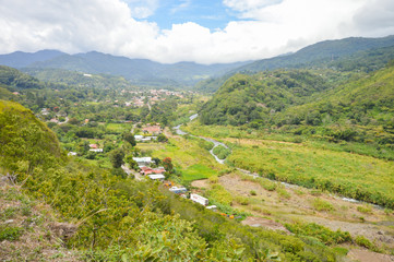 Fototapeta na wymiar Scenery of the highlands of Boquete and Caldera River, Chiriqui region of Panama
