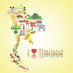 Thailand map. Thai color vector icons and symbols