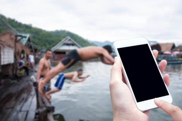 Woman hand with smartphone