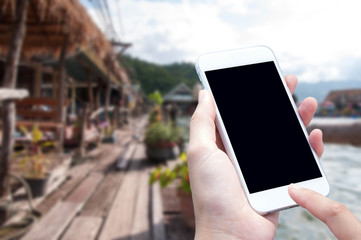 Woman hand with smartphone