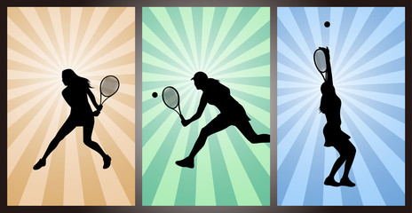 Set of Tennis Players, Silhouette 