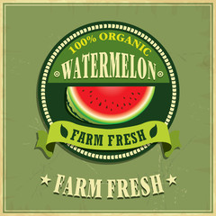Vintage farm fresh watermelon poster design