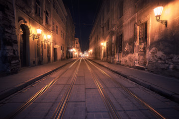 Fototapeta na wymiar Old European city at night