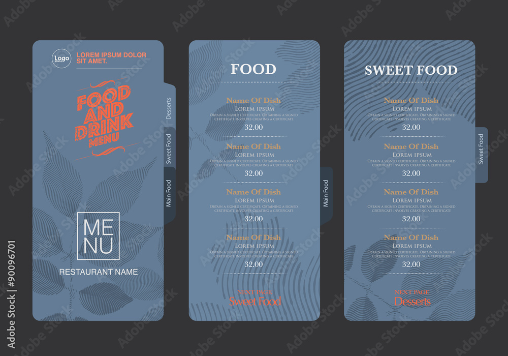 Wall mural vector menu template.