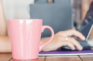 Coffee mug in coffee shop