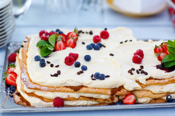 wedding berry cake on outdoor summer reception