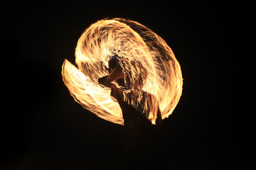 Photo of fire moving in circle by slow speed shutter.
