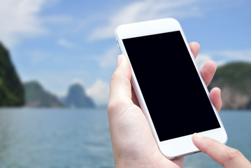 Woman hand with smartphone