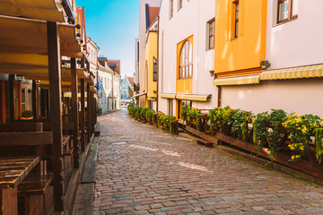 Obraz na płótnie Canvas Streets And Old Part City Architecture Estonian Capital, Tallinn