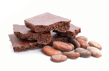 Black air chocolate Cocoa beans before roast.