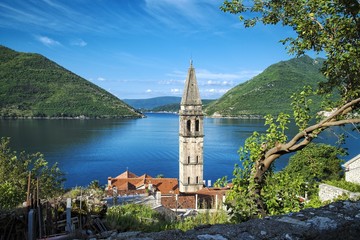 Fototapeta na wymiar Perast Village And Kotor Bay, Montenegro