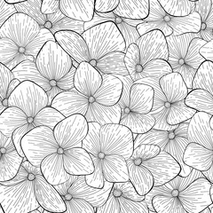 seamless pattern with monochrome, black and white flowers