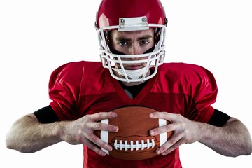 Portrait of focused american football player