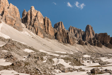 Lagazuoi range in Dolomites, Italy