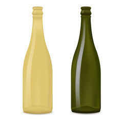 Empty bottle of wine and champagne